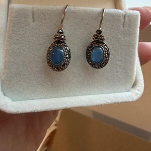 Elegant Sterling Silver and Blue Stone Earrings